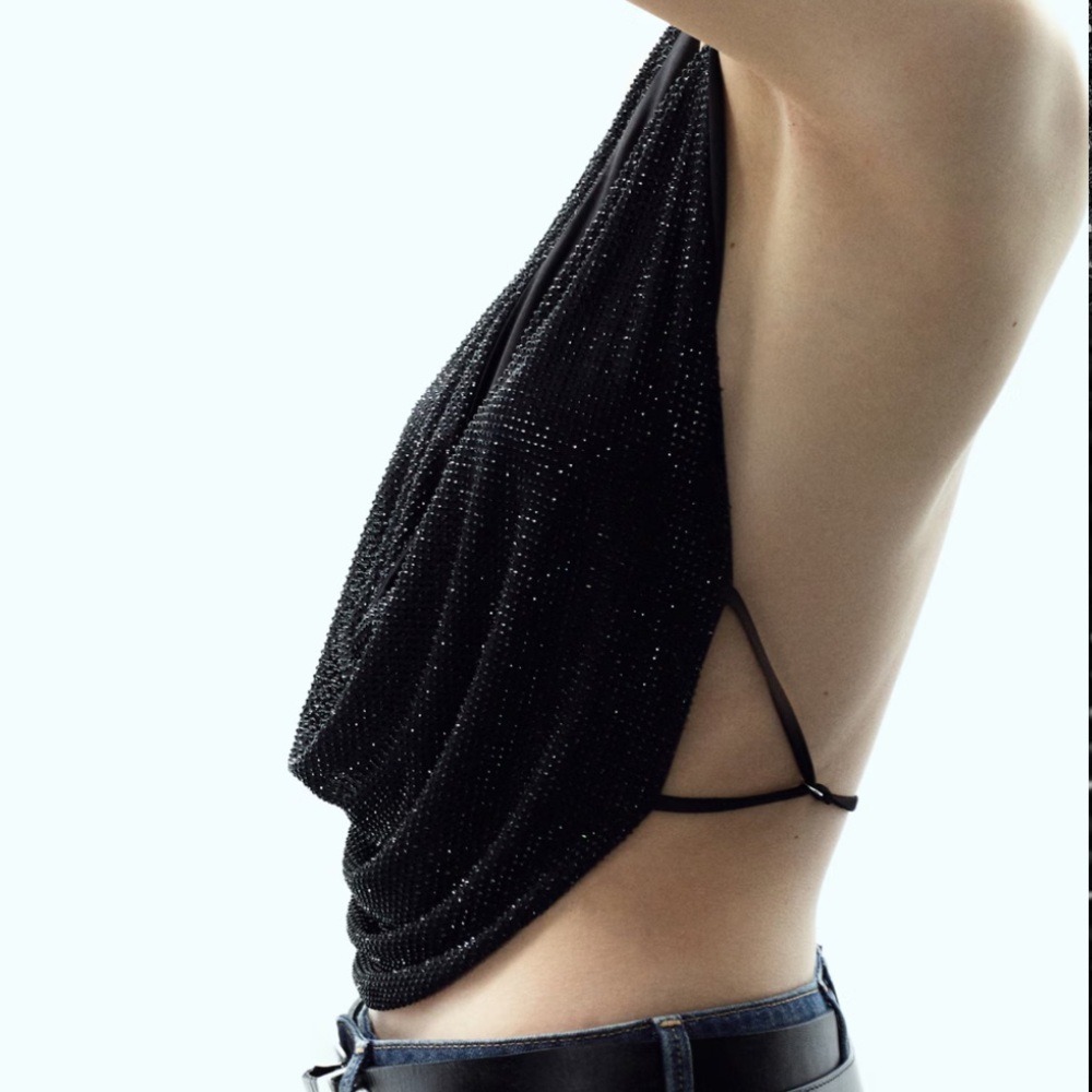 MANGO TOP WITH DRAPED NECKLINE AND CRYSTALS - Picture 2 of 6
